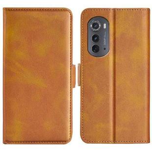 For Motorola Moto Edge 2022 Dual-side Magnetic Buckle Horizontal Flip Leather Phone Case(Yellow)