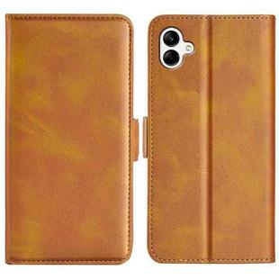 For Samsung Galaxy A04 Dual-side Magnetic Buckle Horizontal Flip Leather Phone Case(Yellow)