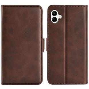 For Samsung Galaxy A04 Dual-side Magnetic Buckle Horizontal Flip Leather Phone Case(Brown)