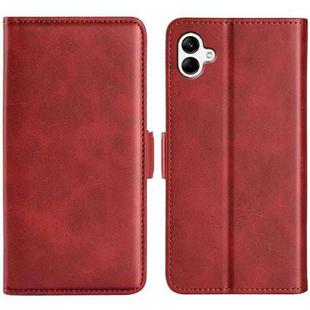 For Samsung Galaxy A04 Dual-side Magnetic Buckle Horizontal Flip Leather Phone Case(Red)