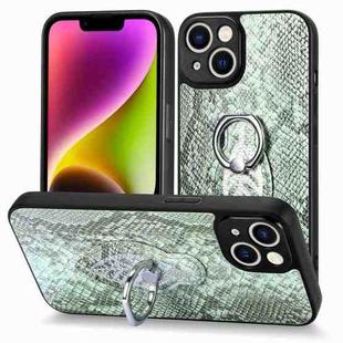 For iPhone 12 Pro Snakeskin Leather Back Cover Ring  Phone Case(Gray)