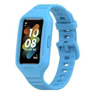 For Huawei Band 7 / 6 / 6 Pro Dotted Plaid Color Buckle Integrated Watch Band(Sky Blue)