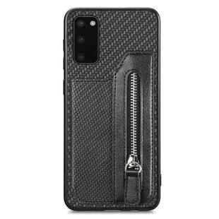 For Samsung Galaxy S20 Ultra Carbon Fiber Horizontal Flip Zipper Wallet Phone Case(Black)