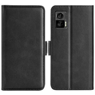 For Motorola Edge 30 Lite Dual-side Magnetic Buckle Horizontal Flip Leather Phone Case(Black)