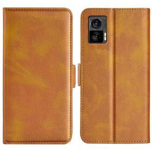 For Motorola Edge 30 Lite Dual-side Magnetic Buckle Horizontal Flip Leather Phone Case(Yellow)