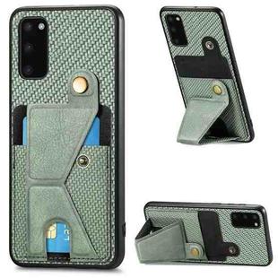 For Samsung Galaxy S20 Carbon Fiber Wallet Flip Card K-shaped Holder Phone Case(Green)