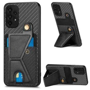 For Samsung Galaxy A13 4G Carbon Fiber Wallet Flip Card K-shaped Holder Phone Case(Black)