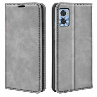 For Motorola Moto E22 / E22i Retro-skin  Magnetic Suction Leather Phone Case(Grey)