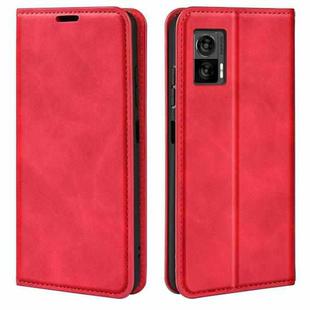 For Motorola Edge 30 Lite Retro-skin Magnetic Suction Leather Phone Case(Red)