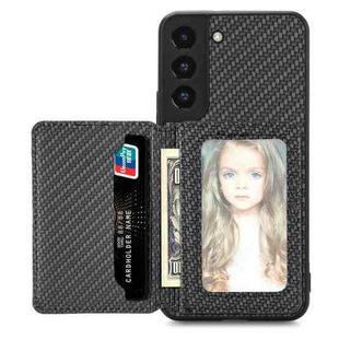 For Samsung Galaxy S22+ 5G Carbon Fiber Magnetic Card Wallet Bag Phone Case(Black)