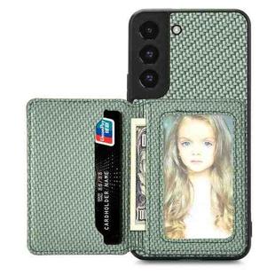 For Samsung Galaxy S22+ 5G Carbon Fiber Magnetic Card Wallet Bag Phone Case(Green)
