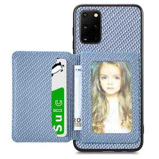 For Samsung Galaxy S20+ Carbon Fiber Magnetic Card Wallet Bag Phone Case(Blue)