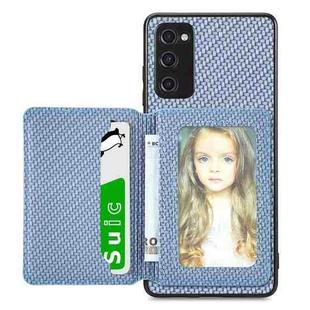 For Samsung Galaxy S20 FE Carbon Fiber Magnetic Card Wallet Bag Phone Case(Blue)