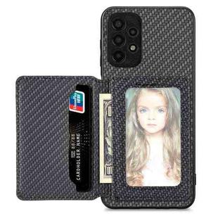 For Samsung Galaxy A13 4G Carbon Fiber Magnetic Card Wallet Bag Phone Case(Black)