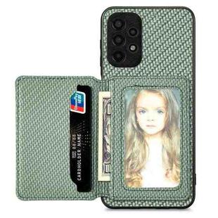 For Samsung Galaxy A13 4G Carbon Fiber Magnetic Card Wallet Bag Phone Case(Green)