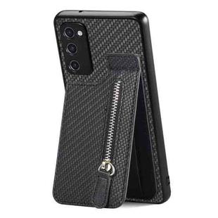 For Samsung Galaxy S20 FE Carbon Fiber Vertical Flip Zipper Wallet Phone Case(Black)