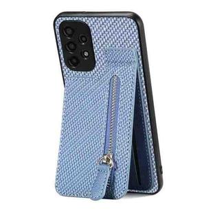 For Samsung Galaxy A13 4G Carbon Fiber Vertical Flip Zipper Wallet Phone Case(Blue)
