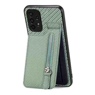 For Samsung Galaxy A13 4G Carbon Fiber Vertical Flip Zipper Wallet Phone Case(Green)