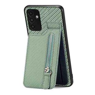 For Samsung Galaxy A13 5G Carbon Fiber Vertical Flip Zipper Wallet Phone Case(Green)