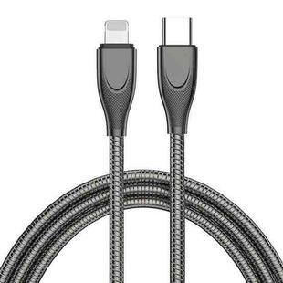 ENKAY ENK-CB128 PD 27W Type-C to 8 Pin Carbon Steel Hose Spring Fast Charging Data Cable, Length:1m(Black)