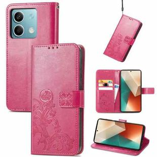 For Xiaomi Redmi Note 13 5G Four-leaf Clasp Embossed Leather Phone Case(Magenta)