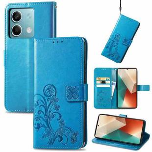 For Xiaomi Redmi Note 13 5G Four-leaf Clasp Embossed Leather Phone Case(Blue)