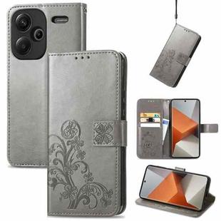 For Xiaomi Redmi Note 13 Pro+ Four-leaf Clasp Embossed Leather Phone Case(Gray)