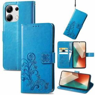 For Xiaomi Redmi Note 13 4G Four-leaf Clasp Embossed Leather Phone Case(Blue)