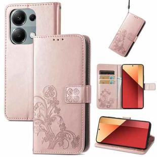 ForXiaomi Redmi  Note 13 Pro 4G Four-leaf Clasp Embossed Leather Phone Case(Rose Gold)
