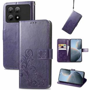 For Xiaomi Redmi K70E Four-leaf Clasp Embossed Leather Phone Case(Purple)