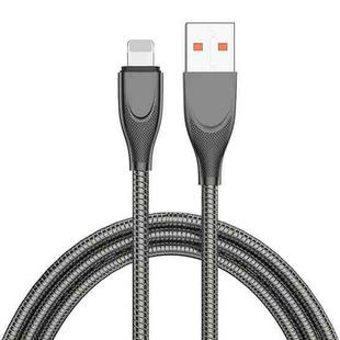 ENKAY ENK-CB131 USB to 8 Pin Carbon Steel Hose Spring 2.4A Fast Charging Data Cable, Length:1m(Black)