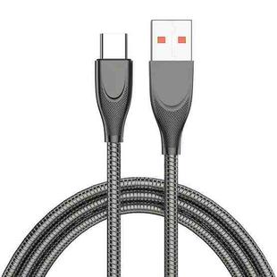 ENKAY ENK-CB132 USB to USB-C / Type-C Carbon Steel Hose Spring 6A Supper Fast Charging Data Cable, Length:2m(Black)