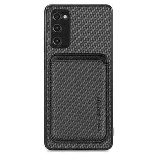 For Samsung Galaxy S21 FE 5G Carbon Fiber Leather Card Magsafe Magnetic Phone Case(Black)