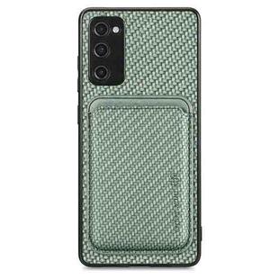 For Samsung Galaxy S20 FE Carbon Fiber Leather Card Magsafe Magnetic Phone Case(Green)