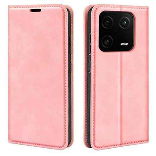 For Xiaomi 13 Pro Retro-skin Magnetic Suction Leather Phone Case(Pink)