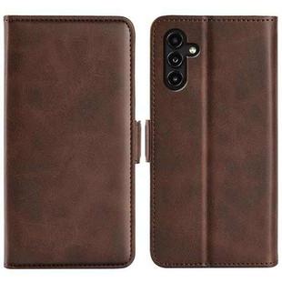 For Samsung Galaxy A14 5G Dual-side Magnetic Buckle Leather Phone Case(Brown)