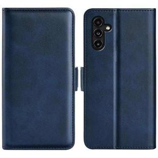 For Samsung Galaxy A14 5G Dual-side Magnetic Buckle Leather Phone Case(Dark Blue)