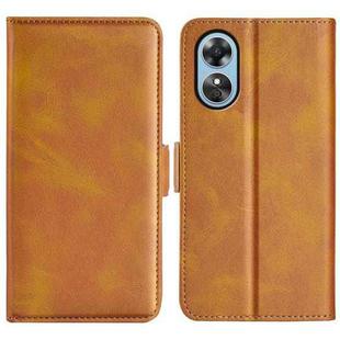 For OPPO A17 Dual-side Magnetic Buckle Leather Phone Case(Yellow)