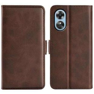 For OPPO A17 Dual-side Magnetic Buckle Leather Phone Case(Brown)