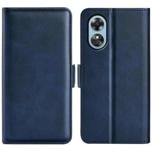 For OPPO A17 Dual-side Magnetic Buckle Leather Phone Case(Dark Blue)
