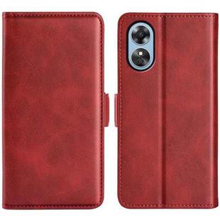 For OPPO A17 Dual-side Magnetic Buckle Leather Phone Case(Red)