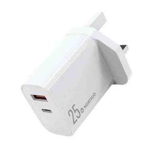 NORTHJO NOPD2502 PD 25W USB-C/Type-C + QC 3.0 USB Dual Ports Fast Charger, Plug Type:UK Plug(White)