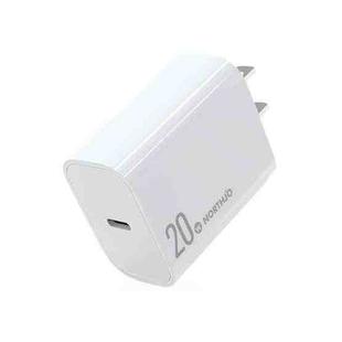 NORTHJO NOPD2001 PD 20W USB-C / Type-C Single Port Fast Charger, Plug Type:US Plug(White)