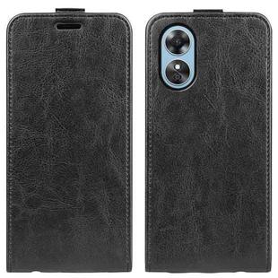 For OPPO A17 R64 Texture Vertical Flip Leather Phone Case(Black)