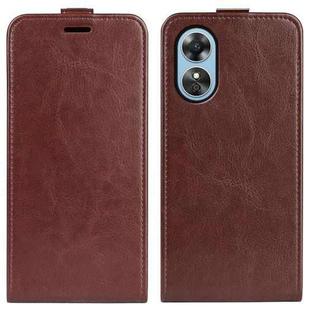 For OPPO A17 R64 Texture Vertical Flip Leather Phone Case(Brown)
