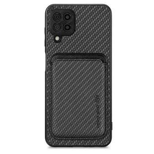 For Samsung Galaxy A22 4G Carbon Fiber Leather Card Magsafe Magnetic Phone Case(Black)