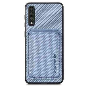 For Samsung Galaxy A50 Carbon Fiber Leather Card Magsafe Magnetic Phone Case(Blue)