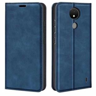 For Nokia C21 Retro-skin Magnetic Suction Leather Phone Case(Dark Blue)