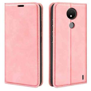 For Nokia C21 Retro-skin Magnetic Suction Leather Phone Case(Pink)