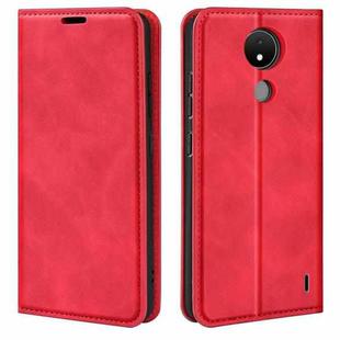 For Nokia C21 Retro-skin Magnetic Suction Leather Phone Case(Red)
